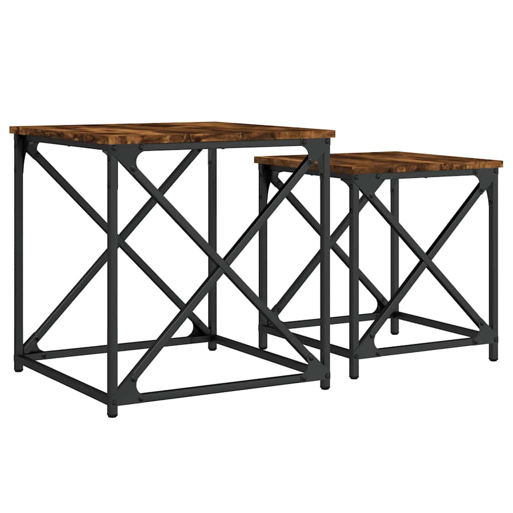vidaXL Tables gigognes 2 pcs Chêne fumé Bois d'ingénierie