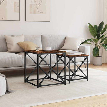 vidaXL Tables gigognes 2 pcs Chêne fumé Bois d'ingénierie