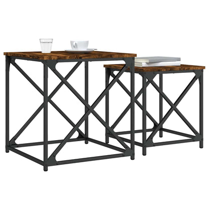 vidaXL Tables gigognes 2 pcs Chêne fumé Bois d'ingénierie