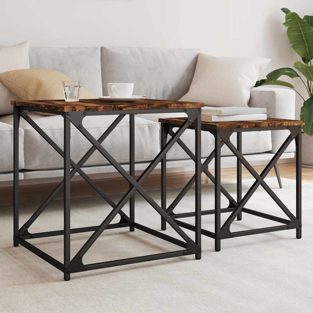 vidaXL Tables gigognes 2 pcs Chêne fumé Bois d'ingénierie