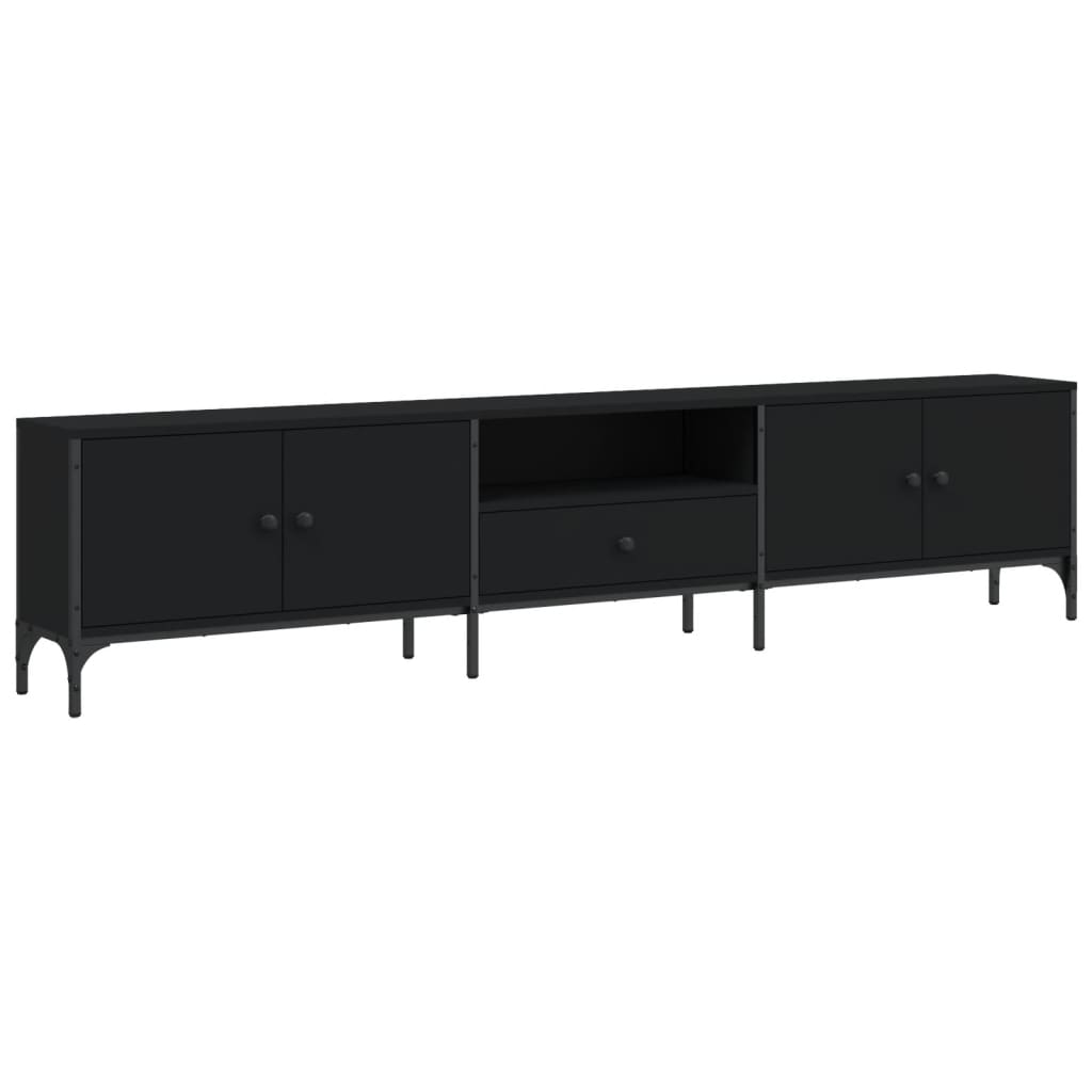 vidaXL Meuble TV avec tiroir Noir 200x25x44 cm Bois d'ingénierie