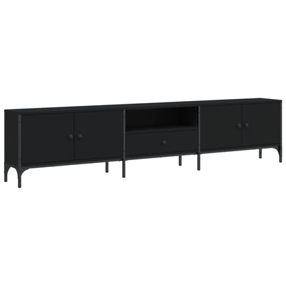 vidaXL Meuble TV avec tiroir Noir 200x25x44 cm Bois d'ingénierie