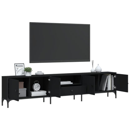 vidaXL Meuble TV avec tiroir Noir 200x25x44 cm Bois d'ingénierie