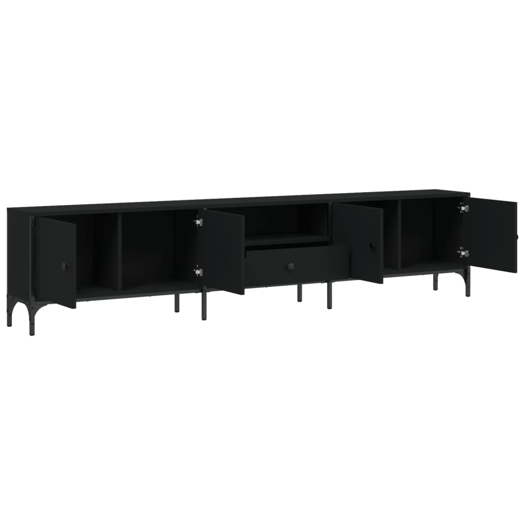 vidaXL Meuble TV avec tiroir Noir 200x25x44 cm Bois d'ingénierie