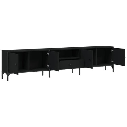 vidaXL Meuble TV avec tiroir Noir 200x25x44 cm Bois d'ingénierie