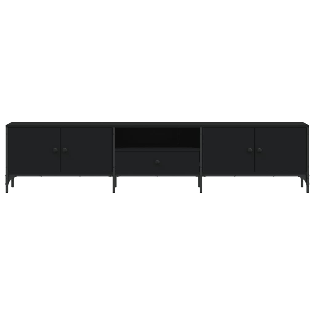 vidaXL Meuble TV avec tiroir Noir 200x25x44 cm Bois d'ingénierie