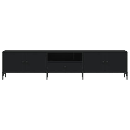 vidaXL Meuble TV avec tiroir Noir 200x25x44 cm Bois d'ingénierie