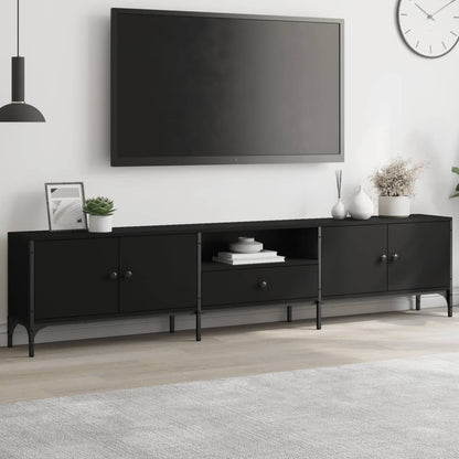 vidaXL Meuble TV avec tiroir Noir 200x25x44 cm Bois d'ingénierie