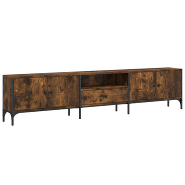 Meuble TV vidaXL avec tiroir chêne fumé 200x25x44cm bois d'ingénierie