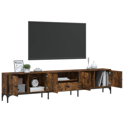 Meuble TV vidaXL avec tiroir chêne fumé 200x25x44cm bois d'ingénierie
