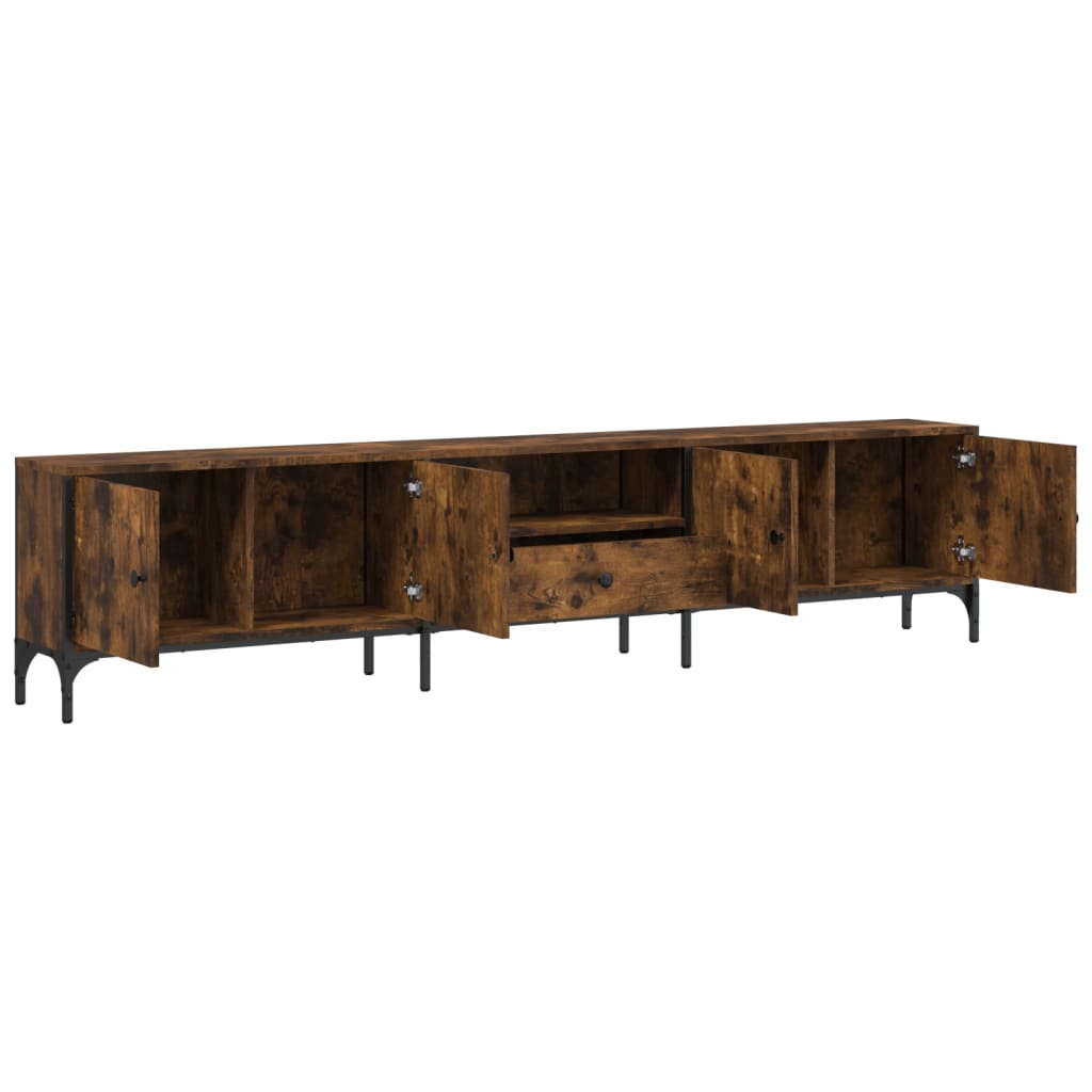 Meuble TV vidaXL avec tiroir chêne fumé 200x25x44cm bois d'ingénierie