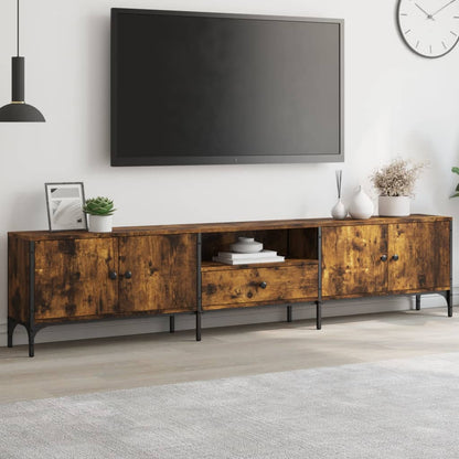 Meuble TV vidaXL avec tiroir chêne fumé 200x25x44cm bois d'ingénierie
