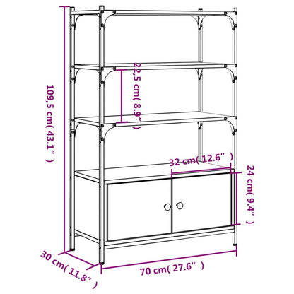 vidaXL Bücherregal 3 Böden Schwarz 70x30x109,5 cm Holzwerkstoff