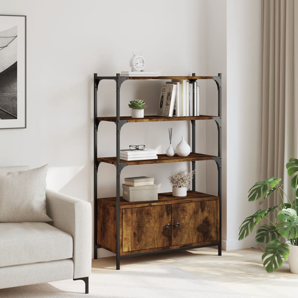 vidaXL Bücherregal 3 Fächer Räuchereiche 70x30x109,5 cm Holzwerkstoff