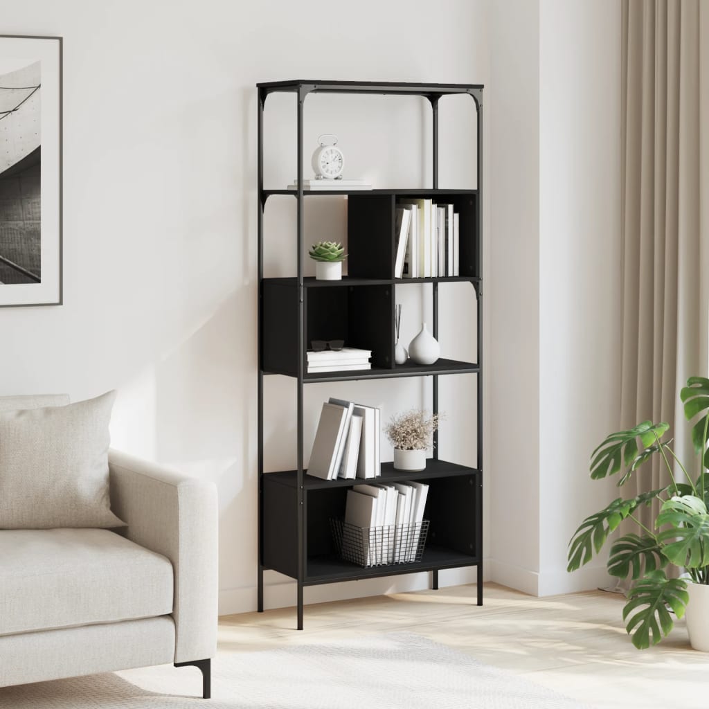 vidaXL Bücherregal 5 Böden Schwarz 76x33x188,5 cm Holzwerkstoff