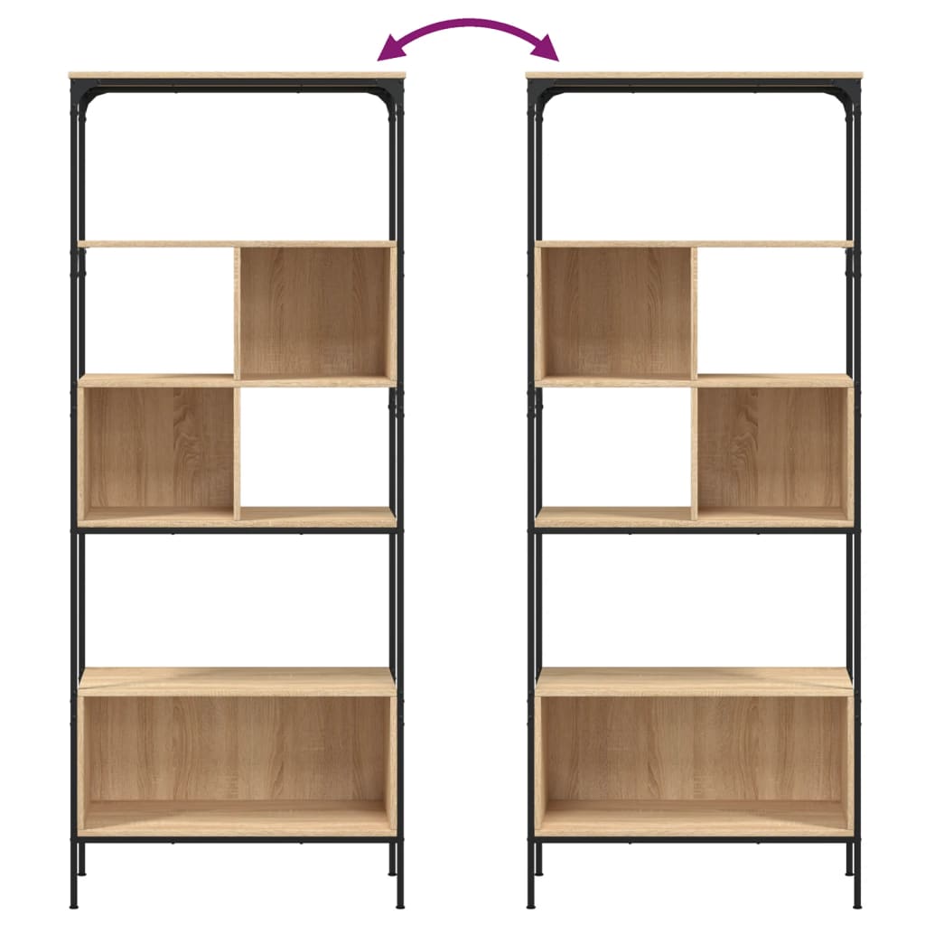 vidaXL Bücherregal 5 Böden Sonoma-Eiche 76x33x188,5 cm Holzwerkstoff