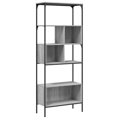 vidaXL Bücherregal 5 Böden Grau Sonoma 76x33x188,5 cm Holzwerkstoff