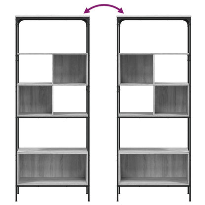 vidaXL Bücherregal 5 Böden Grau Sonoma 76x33x188,5 cm Holzwerkstoff