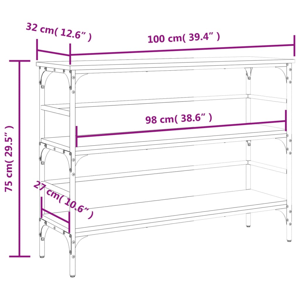 vidaXL Konsolentisch Braun Eichen-Optik 100x32x75 cm Holzwerkstoff