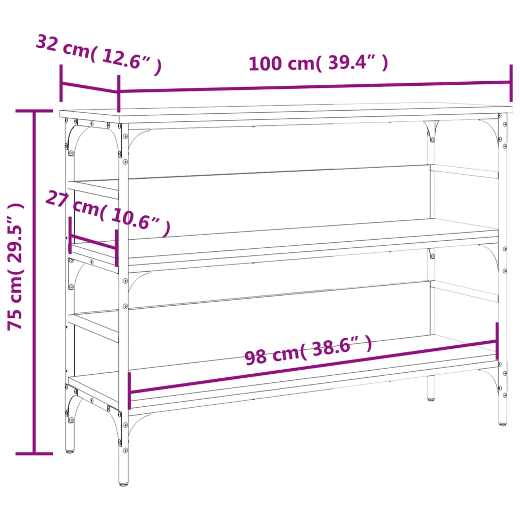 vidaXL Konsolentisch Räuchereiche 100x32x75 cm Holzwerkstoff