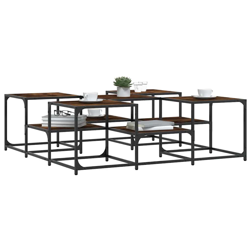 vidaXL Couchtisch Räuchereiche 121x121x40 cm Holzwerkstoff