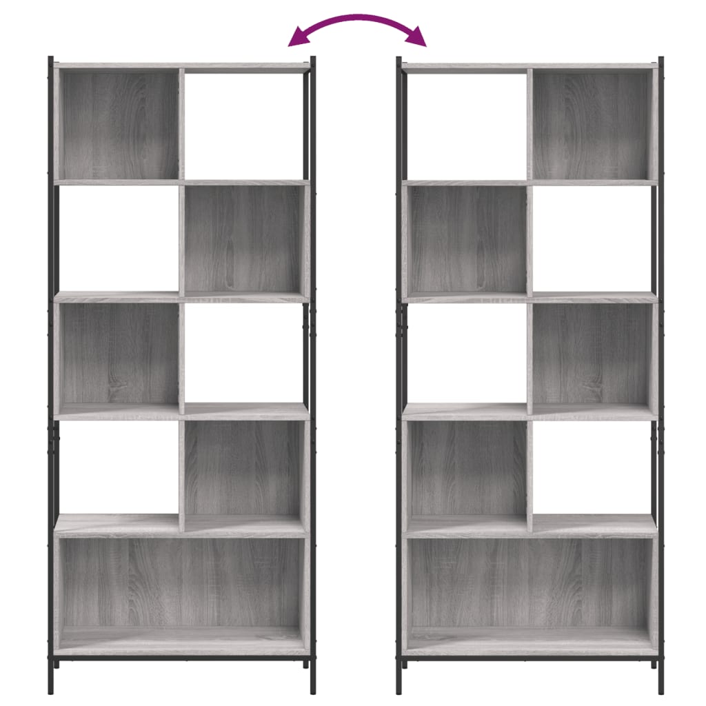 vidaXL Bücherregal Grau Sonoma 72x28x172 cm Holzwerkstoff
