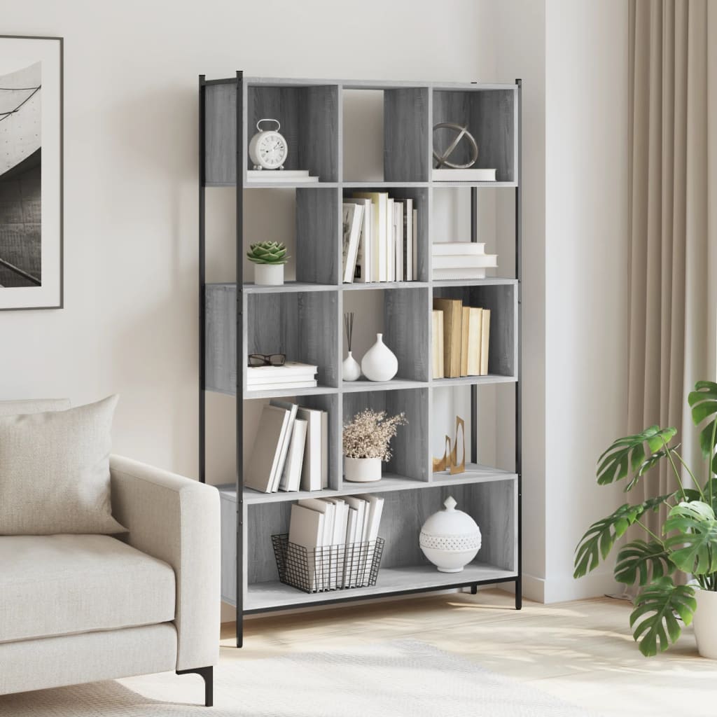 vidaXL Bücherregal Grau Sonoma 102x28x172 cm Holzwerkstoff