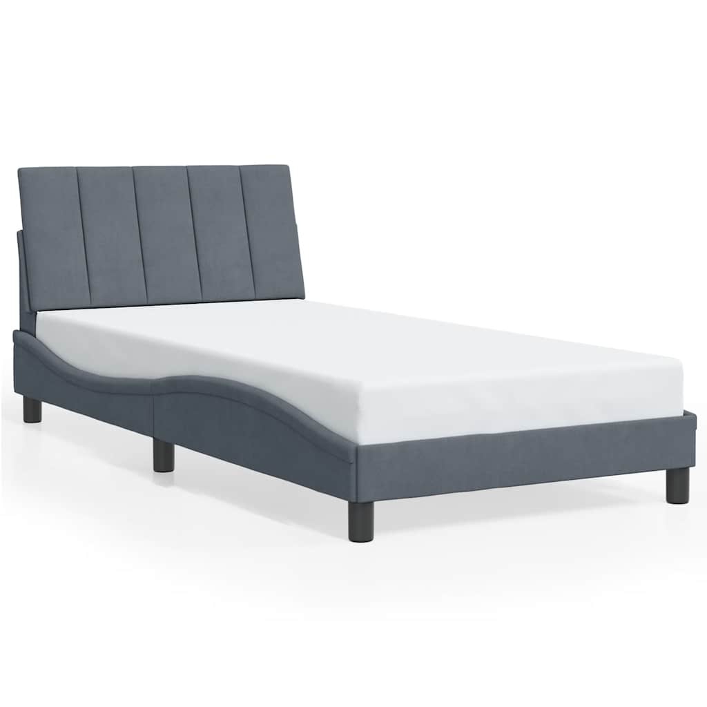 vidaXL Bettgestell ohne Matratze "Hanko" Dunkelgrau 100x203 cm Samt