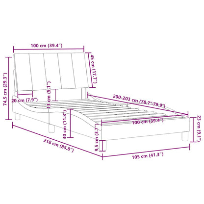 vidaXL Bettgestell ohne Matratze "Hanko" Dunkelgrau 100x203 cm Samt