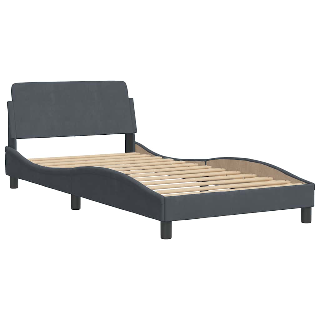 vidaXL Bettgestell ohne Matratze "Hanko" Dunkelgrau 100x203 cm Samt