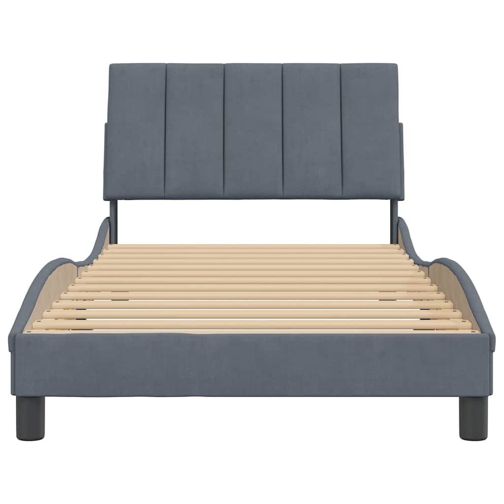vidaXL Bettgestell ohne Matratze "Hanko" Dunkelgrau 100x203 cm Samt