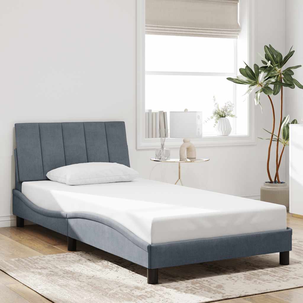 vidaXL Bettgestell ohne Matratze "Hanko" Dunkelgrau 100x203 cm Samt