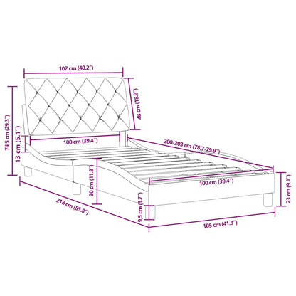 vidaXL Bettgestell ohne Matratze Dunkelgrau 100x203 cm Samt