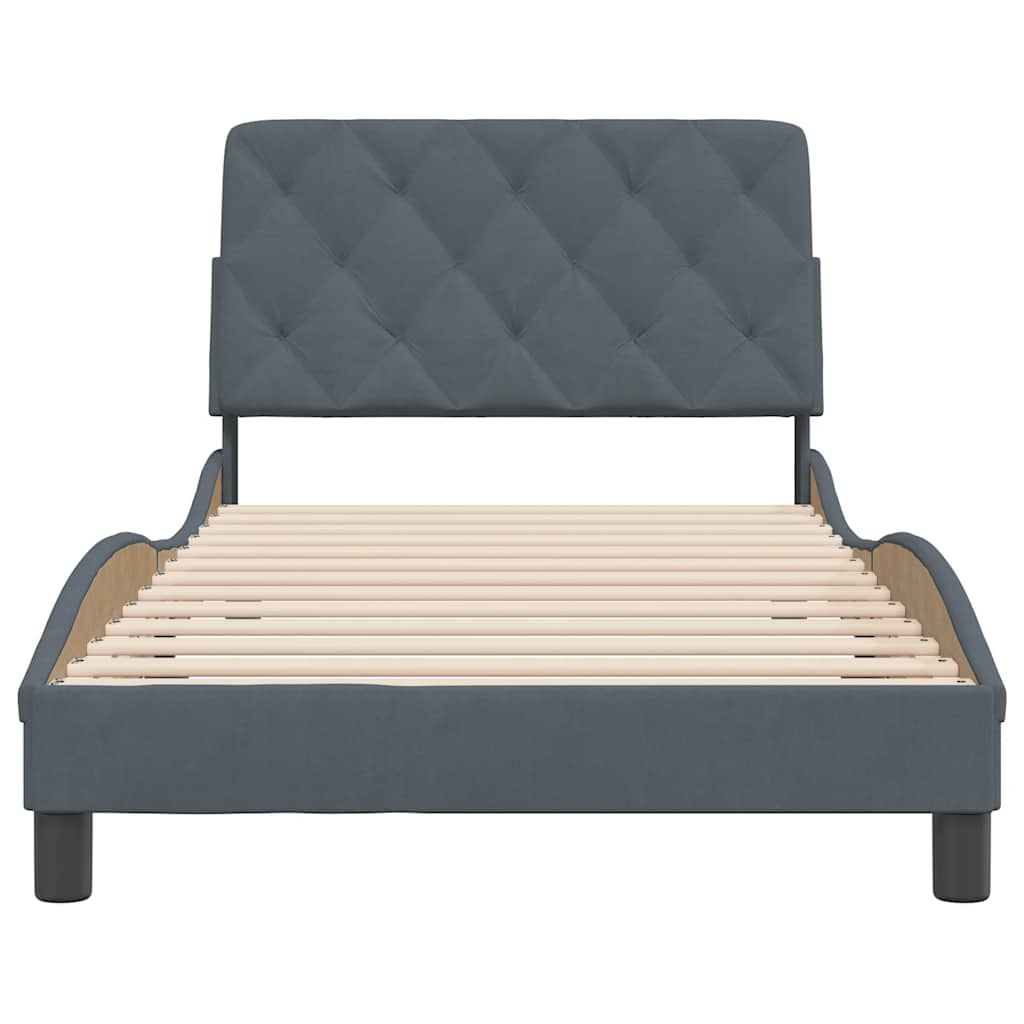 vidaXL Bettgestell ohne Matratze Dunkelgrau 100x203 cm Samt