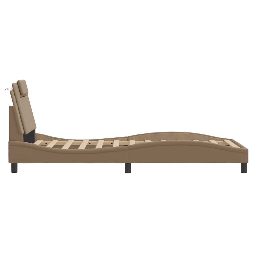 Bettgestell "Viana" ohne Matratze Cappuccino-Braun 90x200 cm Kunstleder