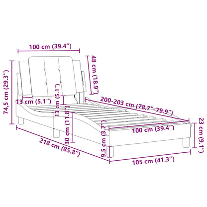 vidaXL Bettgestell ohne Matratze "Zadar" Schwarz 100x203 cm Kunstleder