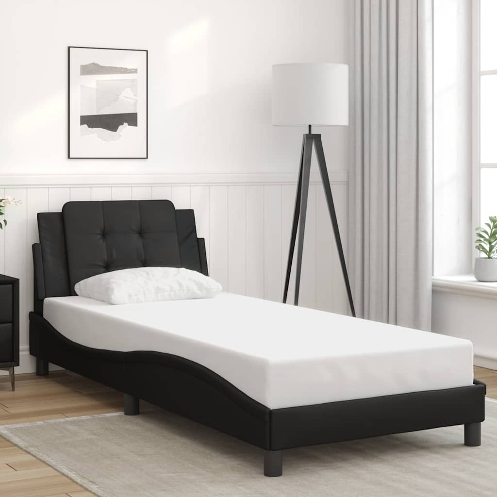 vidaXL Bettgestell ohne Matratze "Zadar" Schwarz 100x203 cm Kunstleder