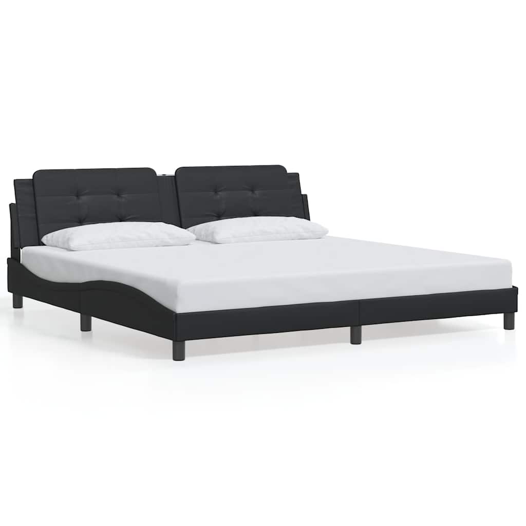 vidaXL Cadre de lit sans matelas "Zadar" Noir 193x203 cm Similicuir