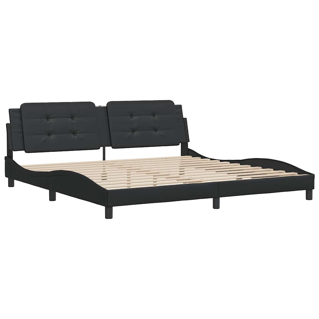 vidaXL Cadre de lit sans matelas "Zadar" Noir 193x203 cm Similicuir