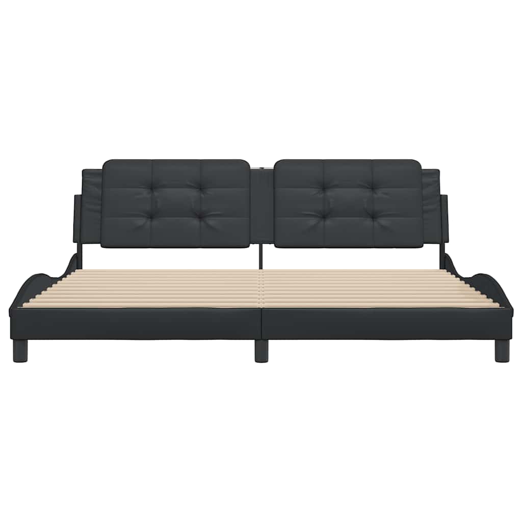 vidaXL Cadre de lit sans matelas "Zadar" Noir 193x203 cm Similicuir