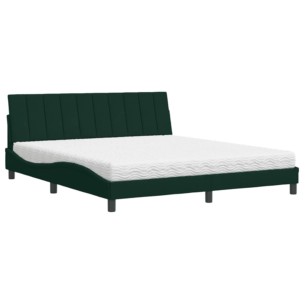 vidaXL Bett mit Matratze "Hanko" Dunkelgrün 180x200 cm Samt