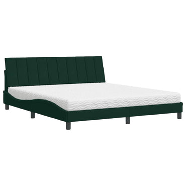 vidaXL Bett mit Matratze "Hanko" Dunkelgrün 180x200 cm Samt