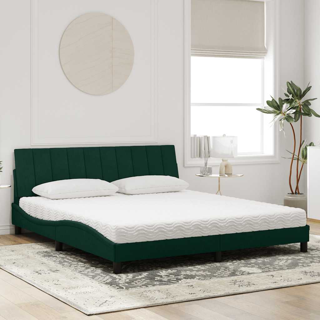 vidaXL Bett mit Matratze "Hanko" Dunkelgrün 180x200 cm Samt