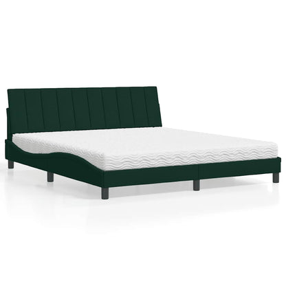 vidaXL Bett mit Matratze "Hanko" Dunkelgrün 180x200 cm Samt