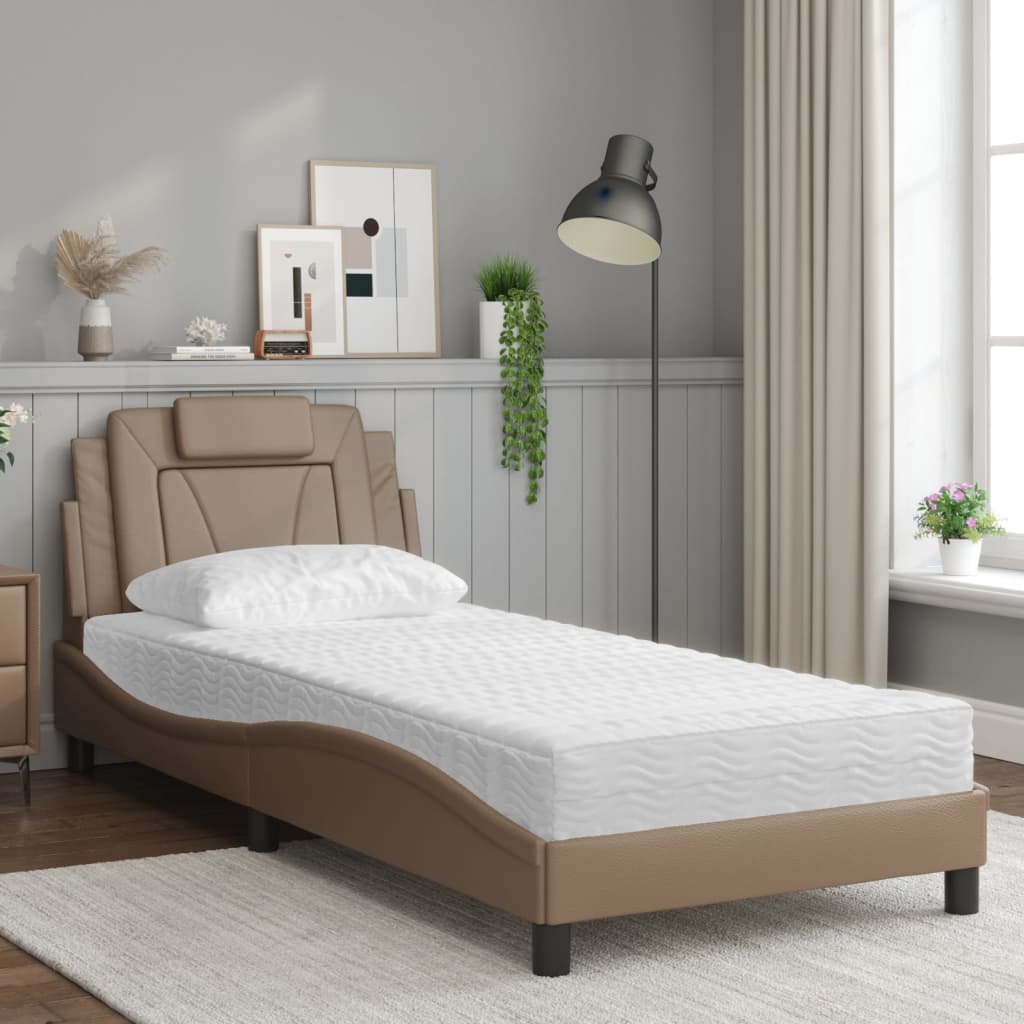 Bett "Viana" mit Matratze Cappuccino-Braun 90x200 cm Kunstleder