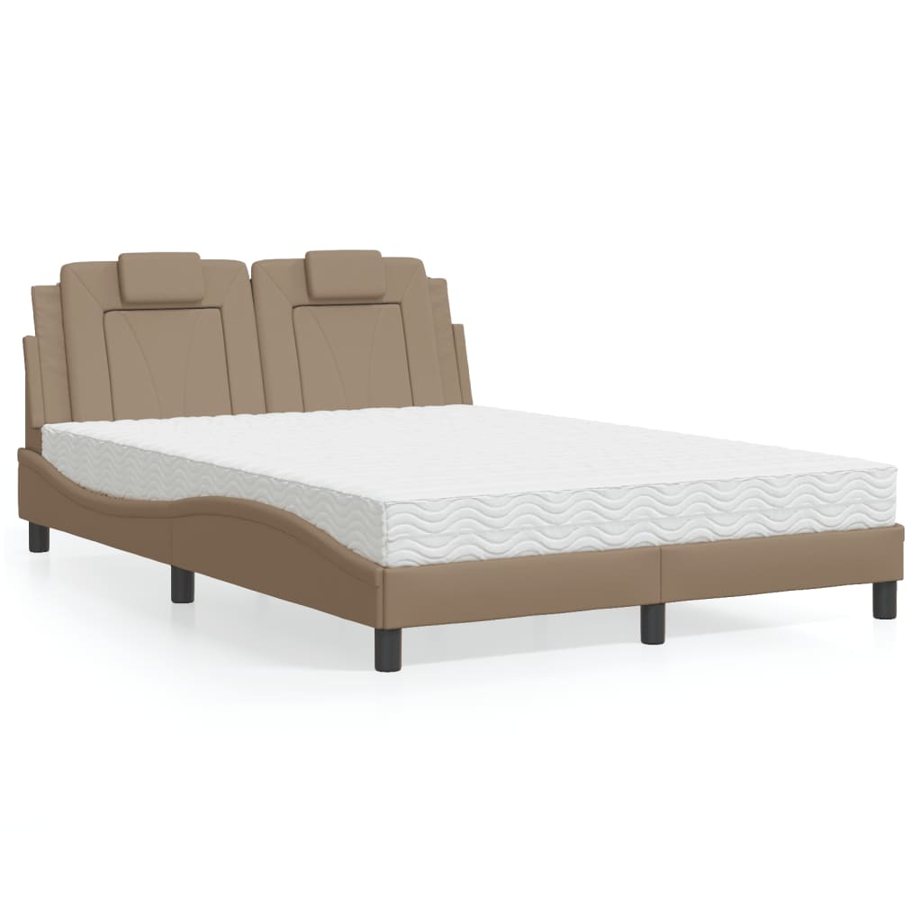 Bett "Viana" mit Matratze Cappuccino-Braun 140x190 cm Kunstleder