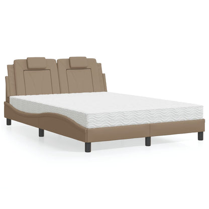 Bett "Viana" mit Matratze Cappuccino-Braun 140x190 cm Kunstleder