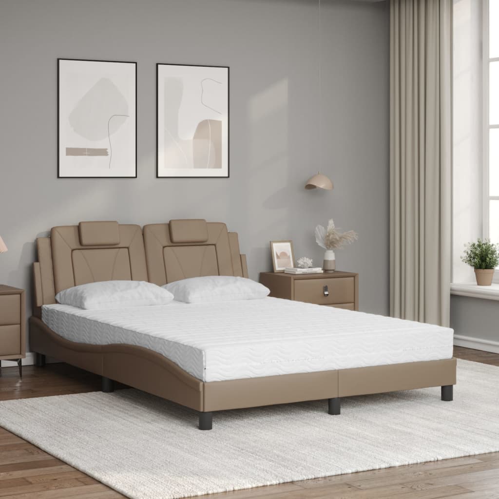 Bett "Viana" mit Matratze Cappuccino-Braun 140x200 cm Kunstleder
