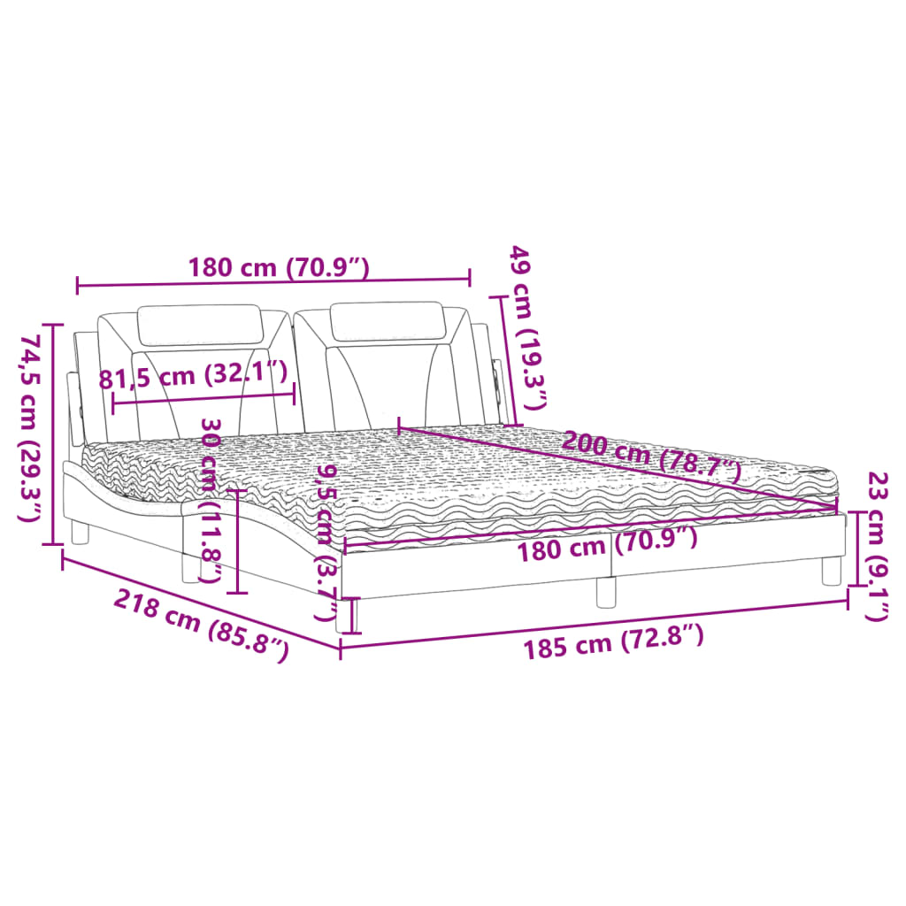 vidaXL Bett "Viana" mit Matratze Braun 180x200 cm Kunstleder