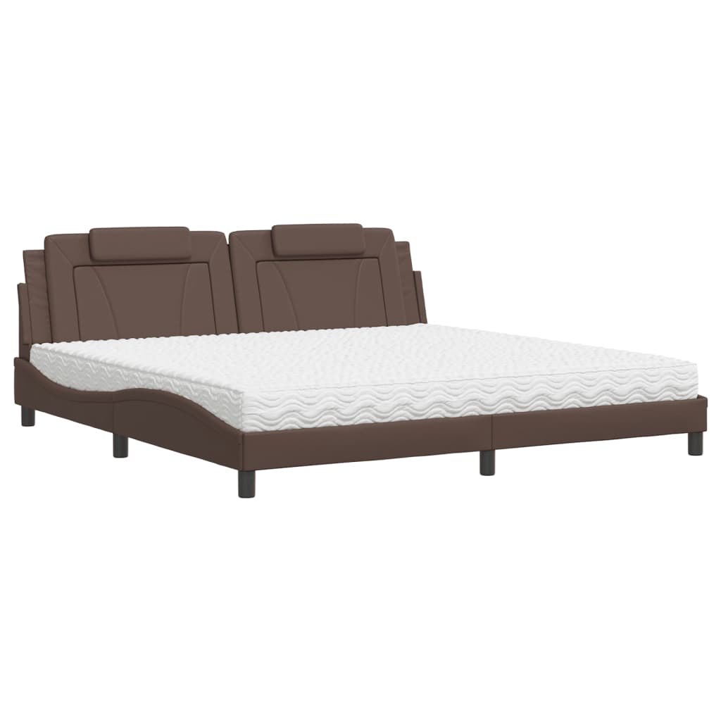 vidaXL Lit « Viana » avec matelas marron 200x200 cm en similicuir